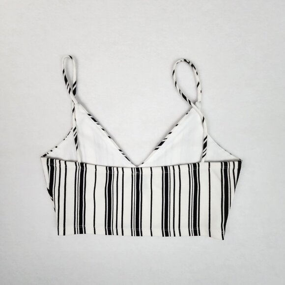 Windsor Womens Crop Top Lined Size M White with Black Stripes - Picture 3 of 8